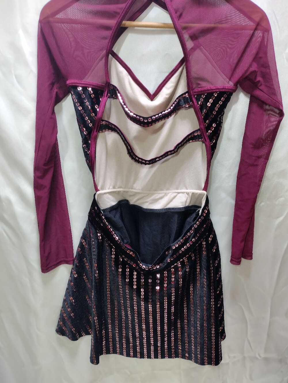 Weissman Elite Need You Tonight Burgundy Velvet Foil Dance Dress Costume MA - Picture 6 of 7
